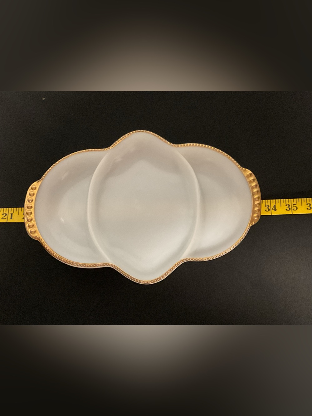 Vintage Fire-King milk glass relish dish made by Anchor Hocking.